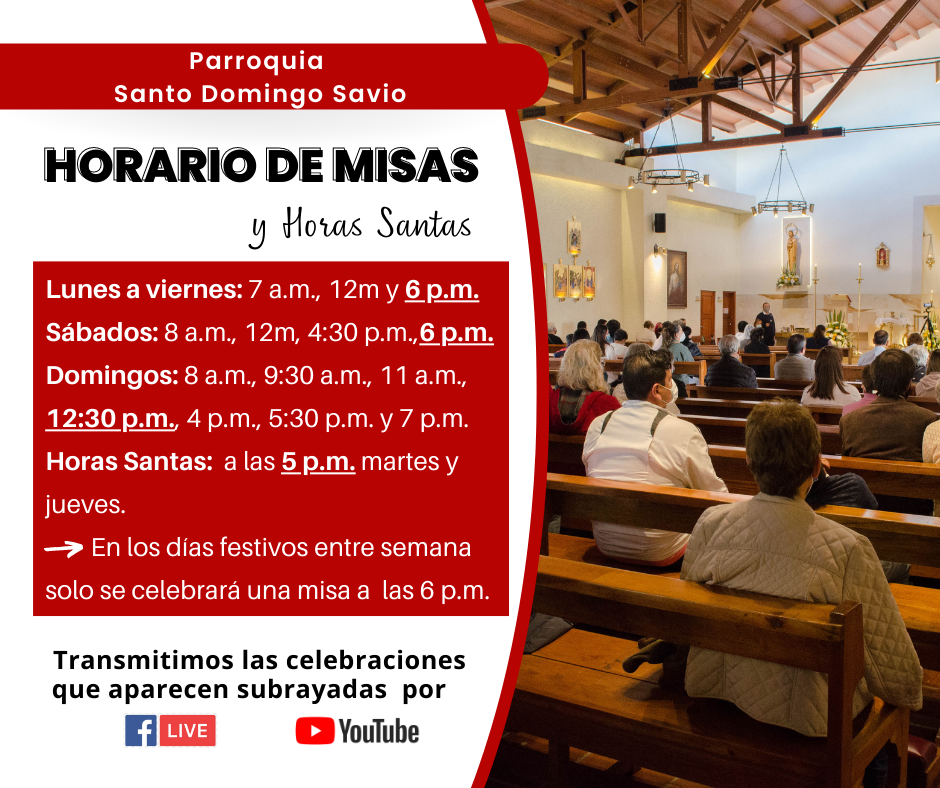 Horario misas santo domingo savio